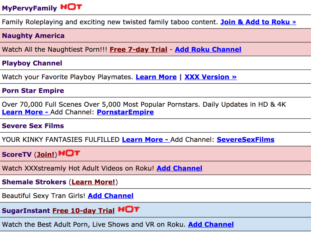 Roku Adult Channels